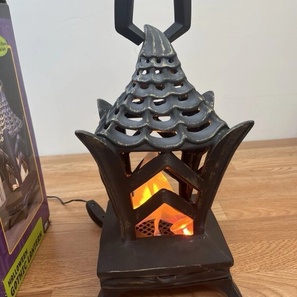 Gemmy Halloween Decor Gothic Lantern Flickering Light Hang or Set Down in Box - Picture 6 of 14